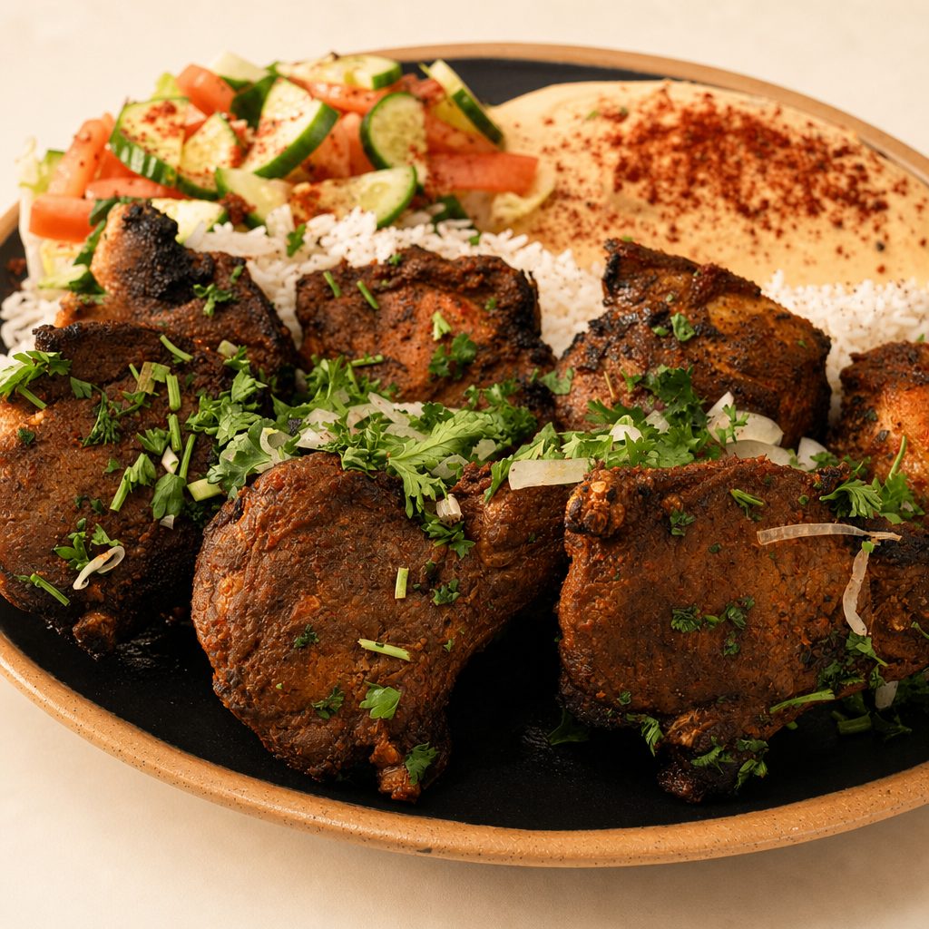 #34 Lamb Chop & Pork Shish.